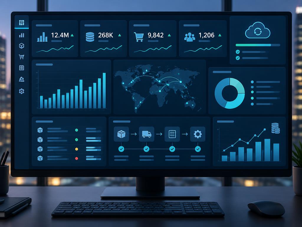 Enterprise ERP analytics and workflow dashboard